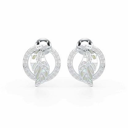Legacy Shine Silver Stud Earrings - White Gold - Image 1