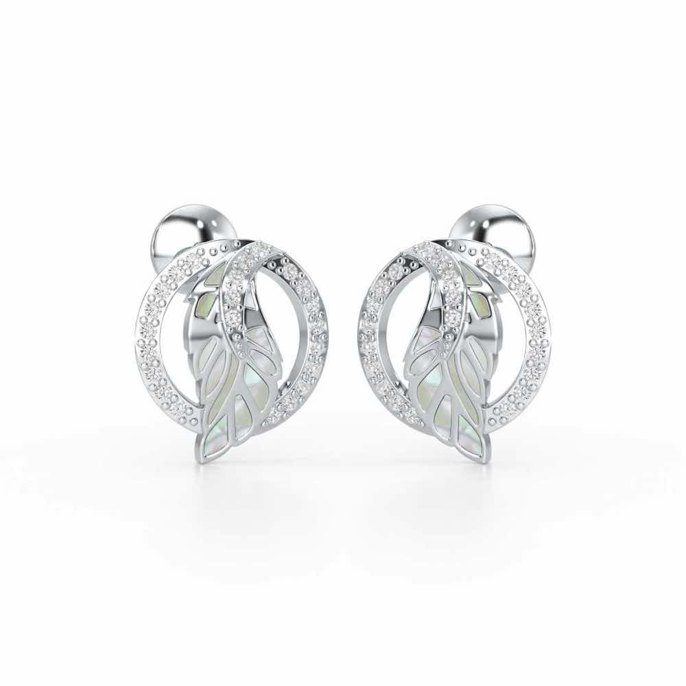 Legacy Shine Silver Stud Earrings - White Gold - Image 2