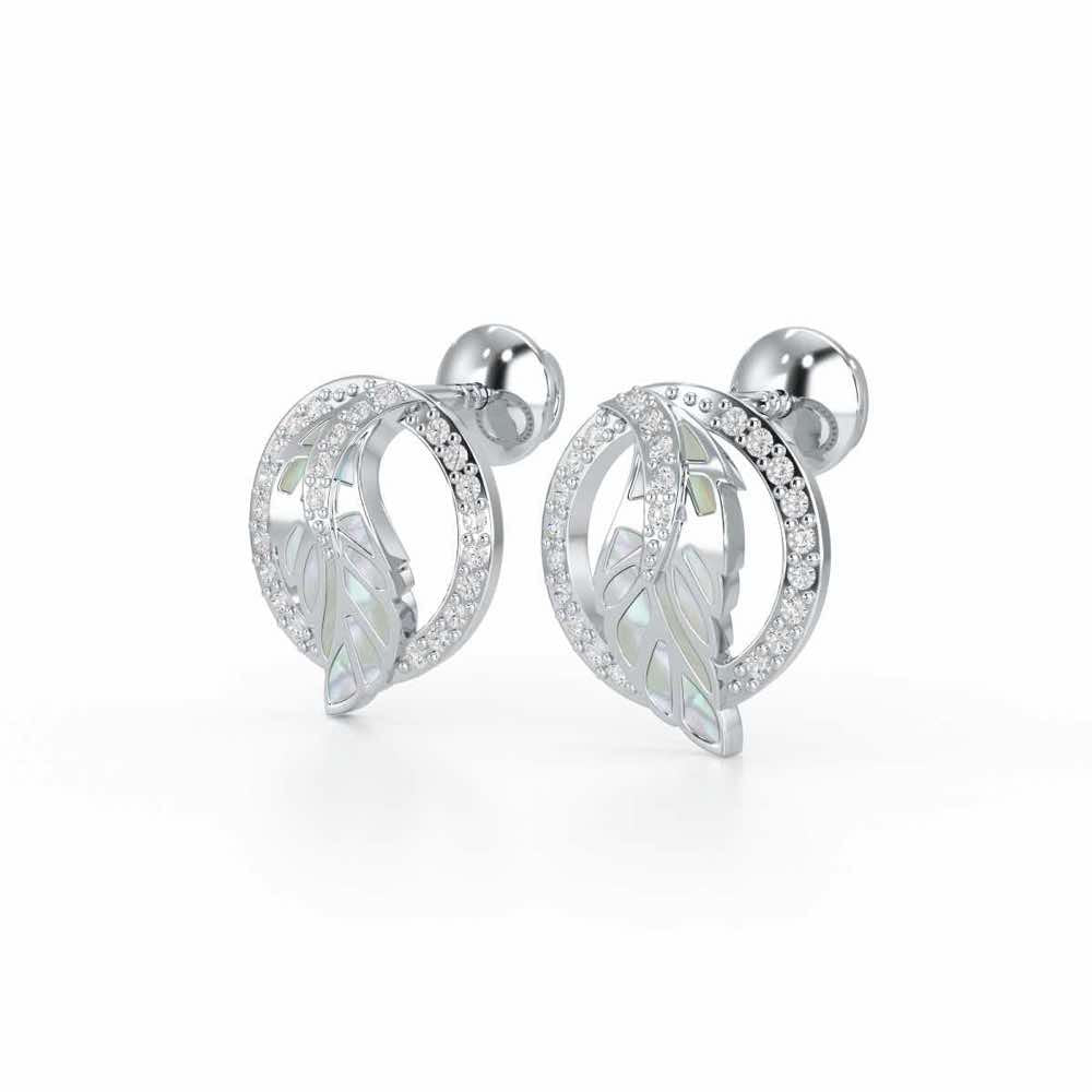 Legacy Shine Silver Stud Earrings - White Gold - Image 3