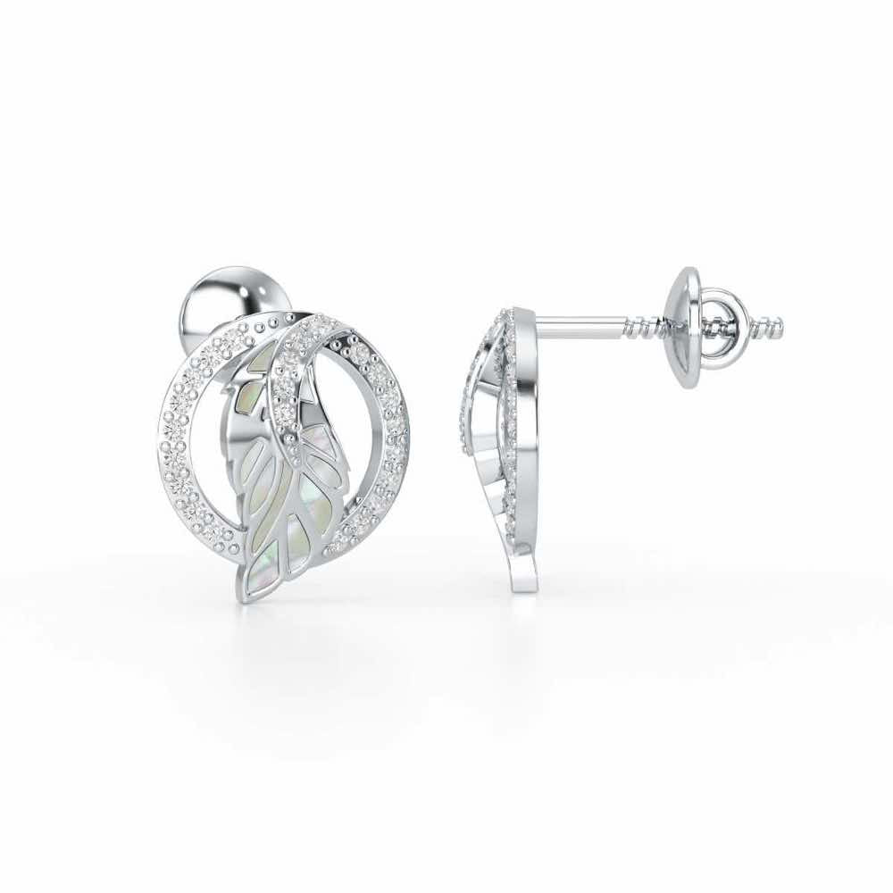Legacy Shine Silver Stud Earrings - White Gold - Image 4
