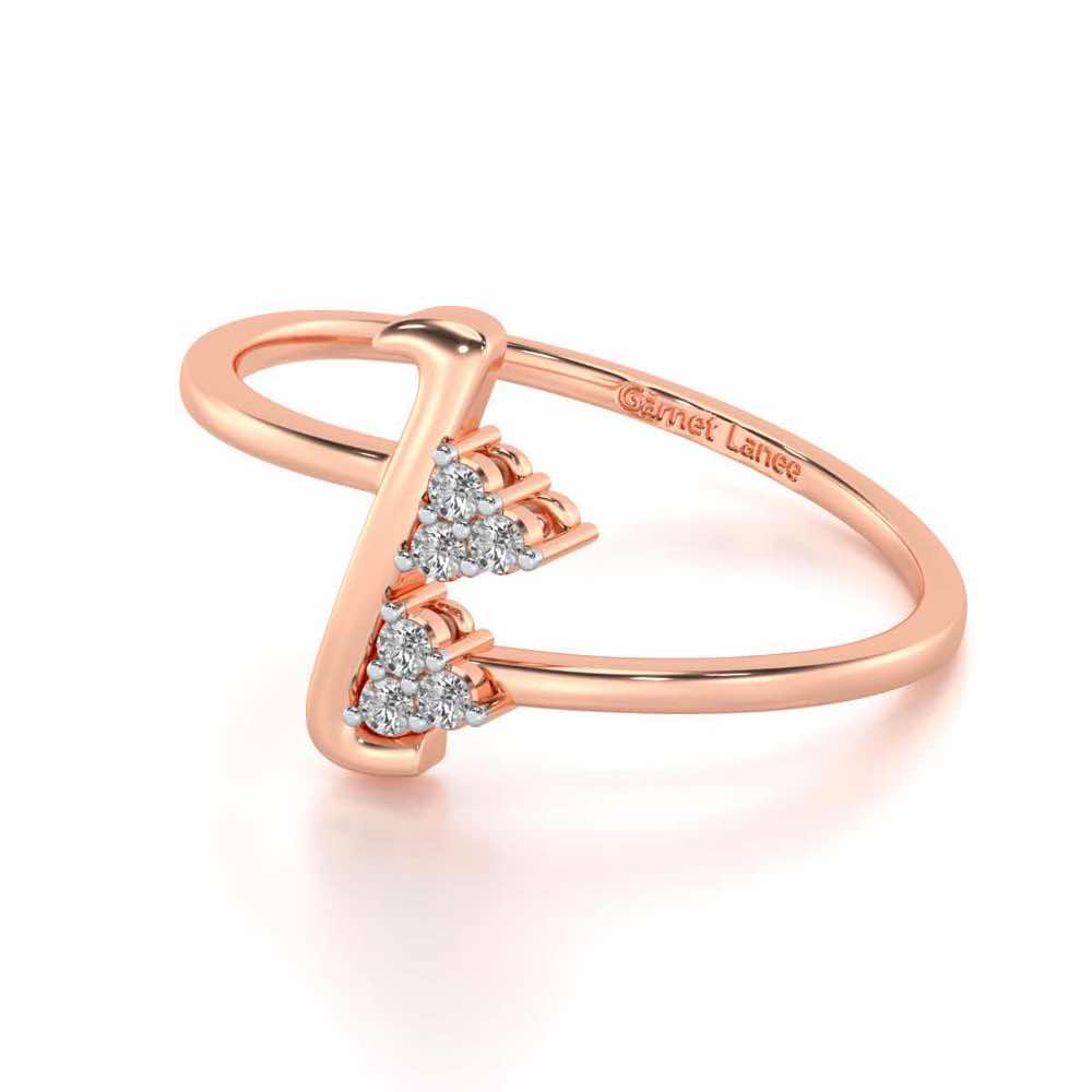 Letter L Silver Ring - Rose Gold - Image 2