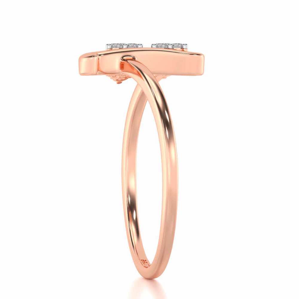Letter L Silver Ring - Rose Gold - Image 3