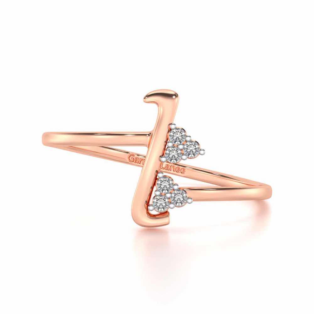 Letter L Silver Ring - Rose Gold - Image 4