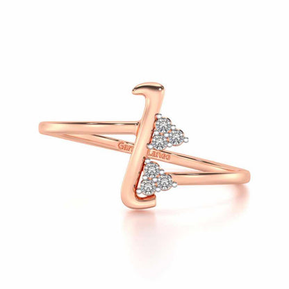 Letter L Silver Ring - Rose Gold - Image 4