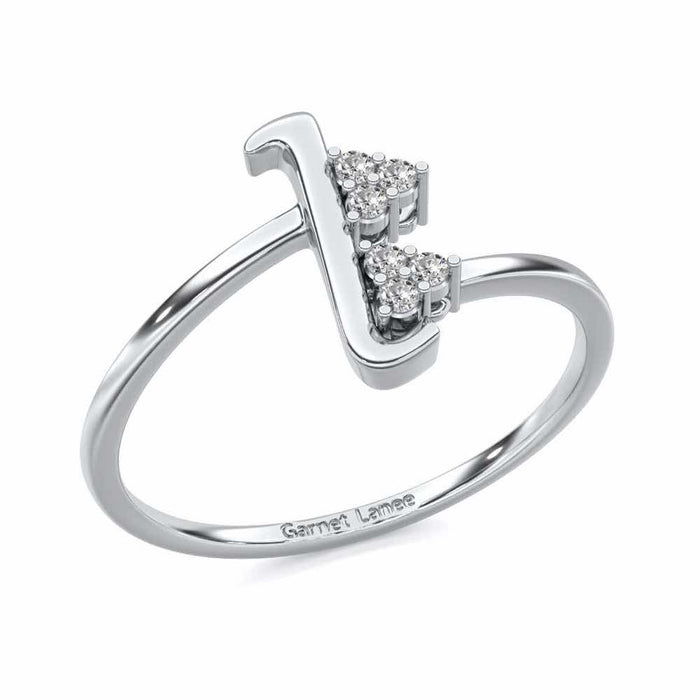 Letter L Silver Ring - White Gold - Image 1