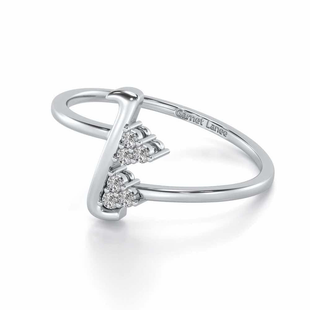 Letter L Silver Ring - White Gold - Image 2