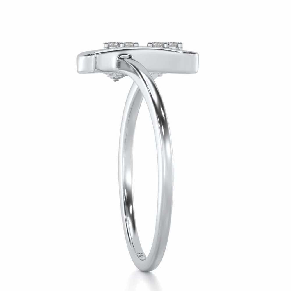 Letter L Silver Ring - White Gold - Image 3