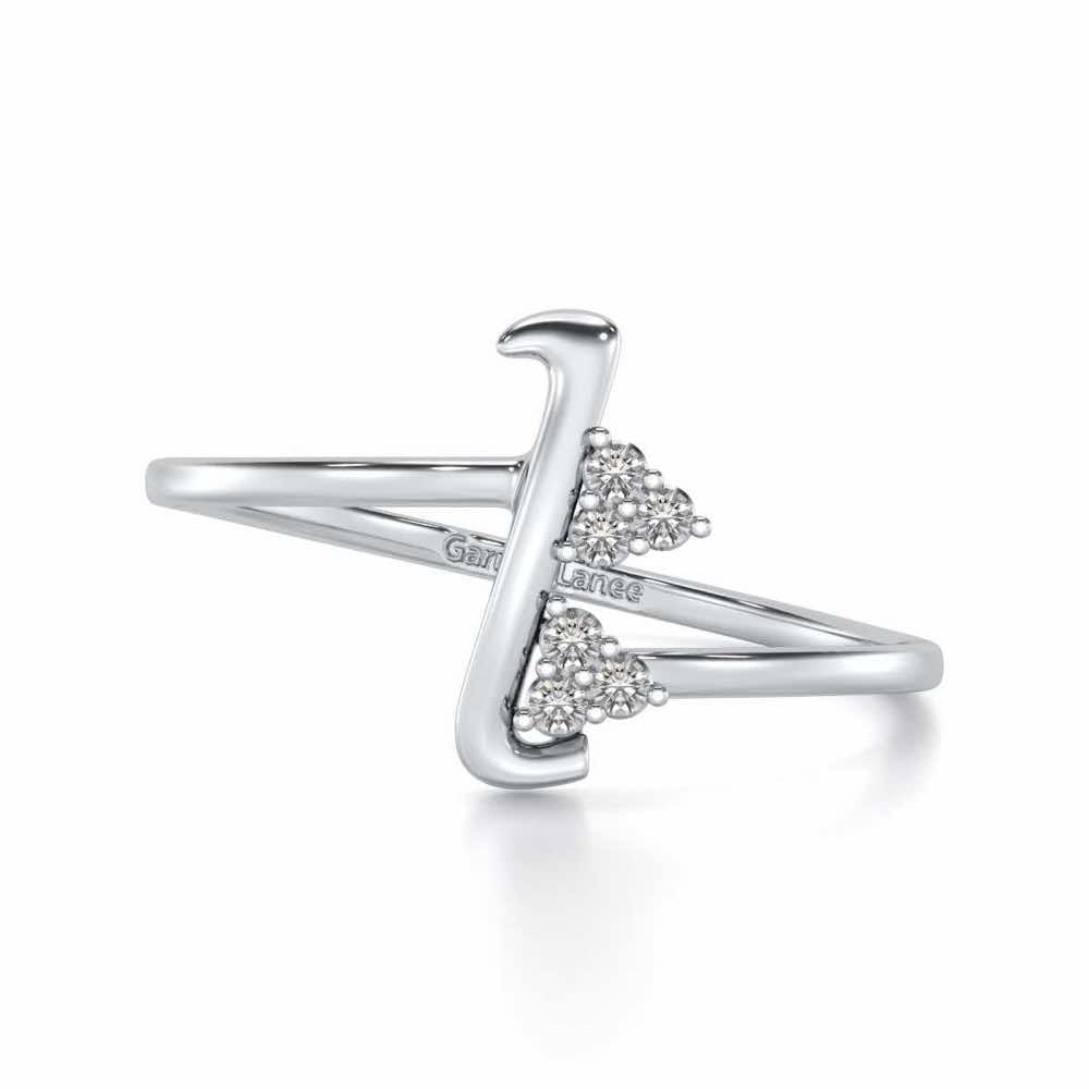Letter L Silver Ring - White Gold - Image 4