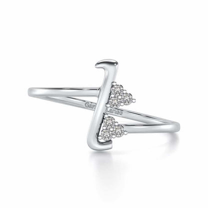 Letter L Silver Ring - White Gold - Image 4