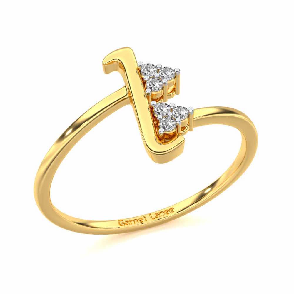 Letter L Silver Ring - Yellow Gold - Image 1