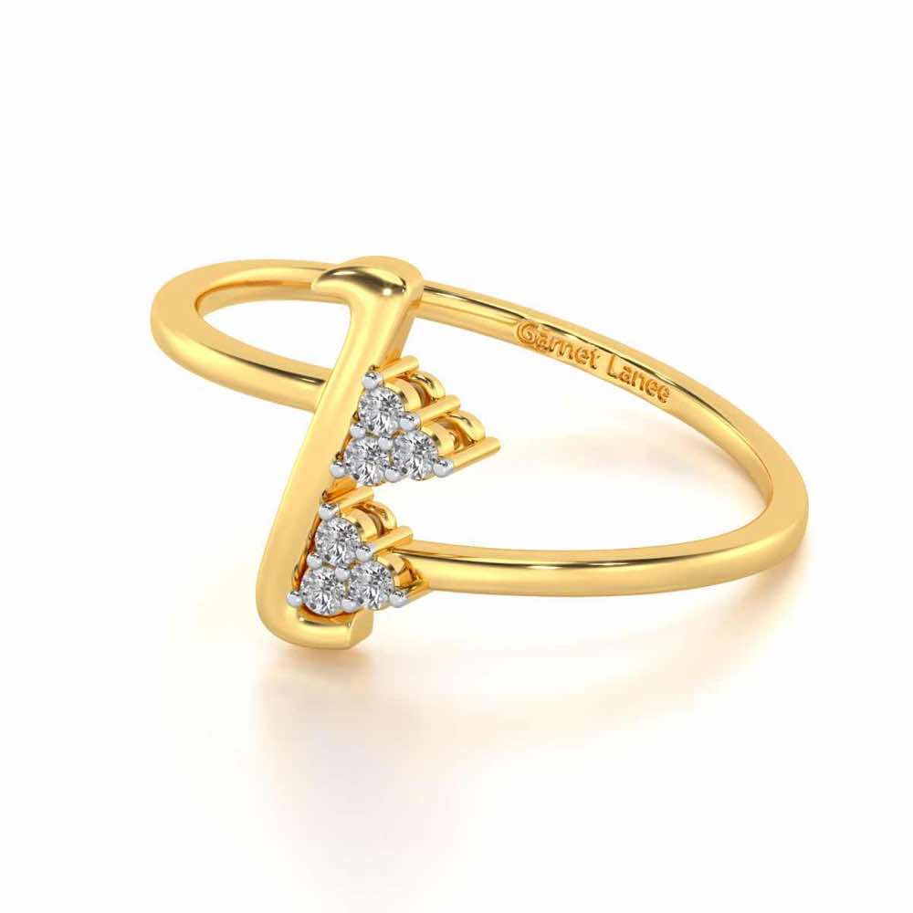 Letter L Silver Ring - Yellow Gold - Image 2