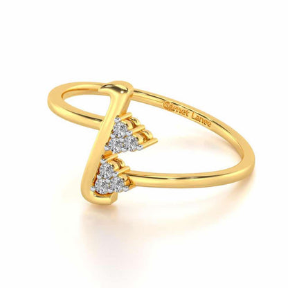 Letter L Silver Ring - Yellow Gold - Image 2