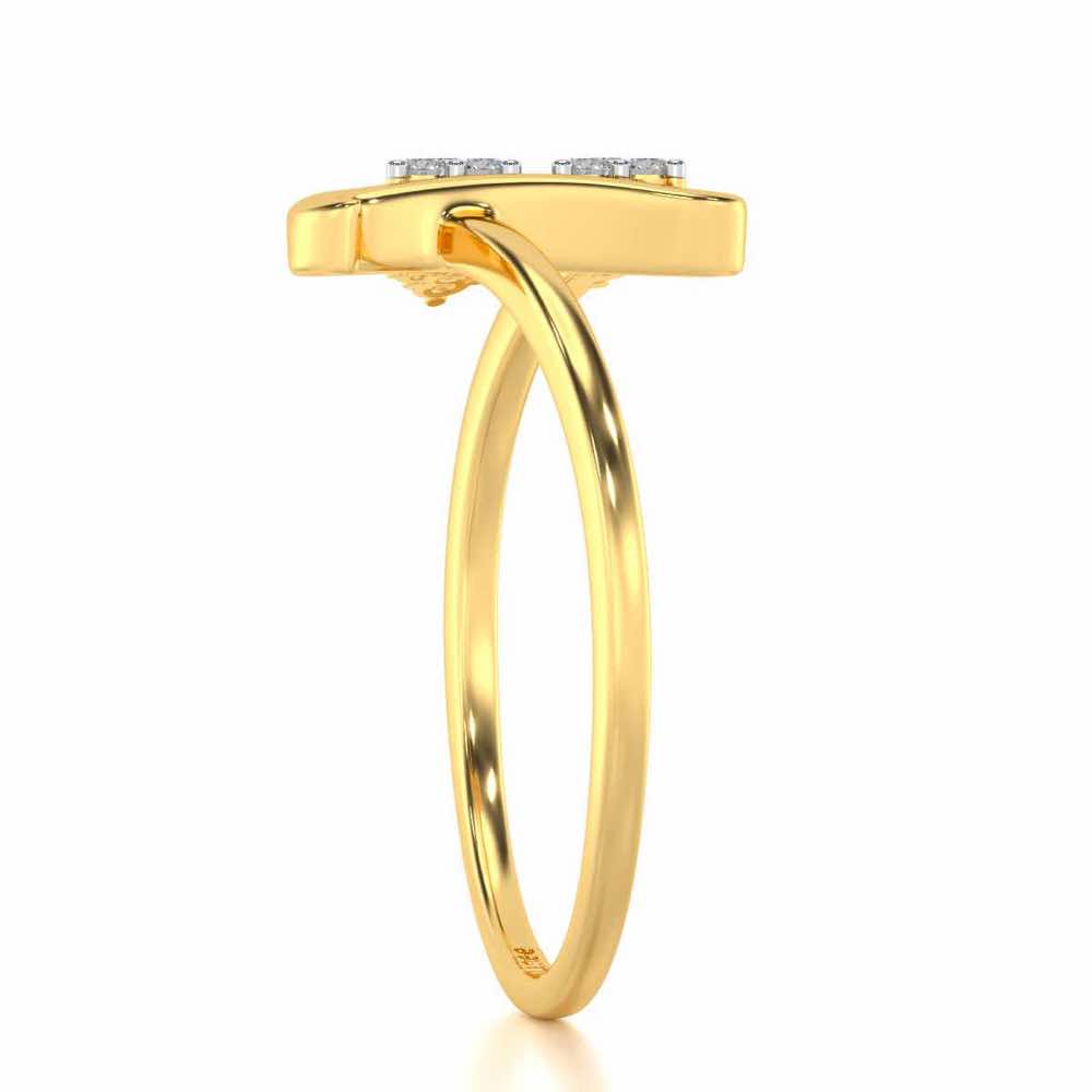 Letter L Silver Ring - Yellow Gold - Image 3