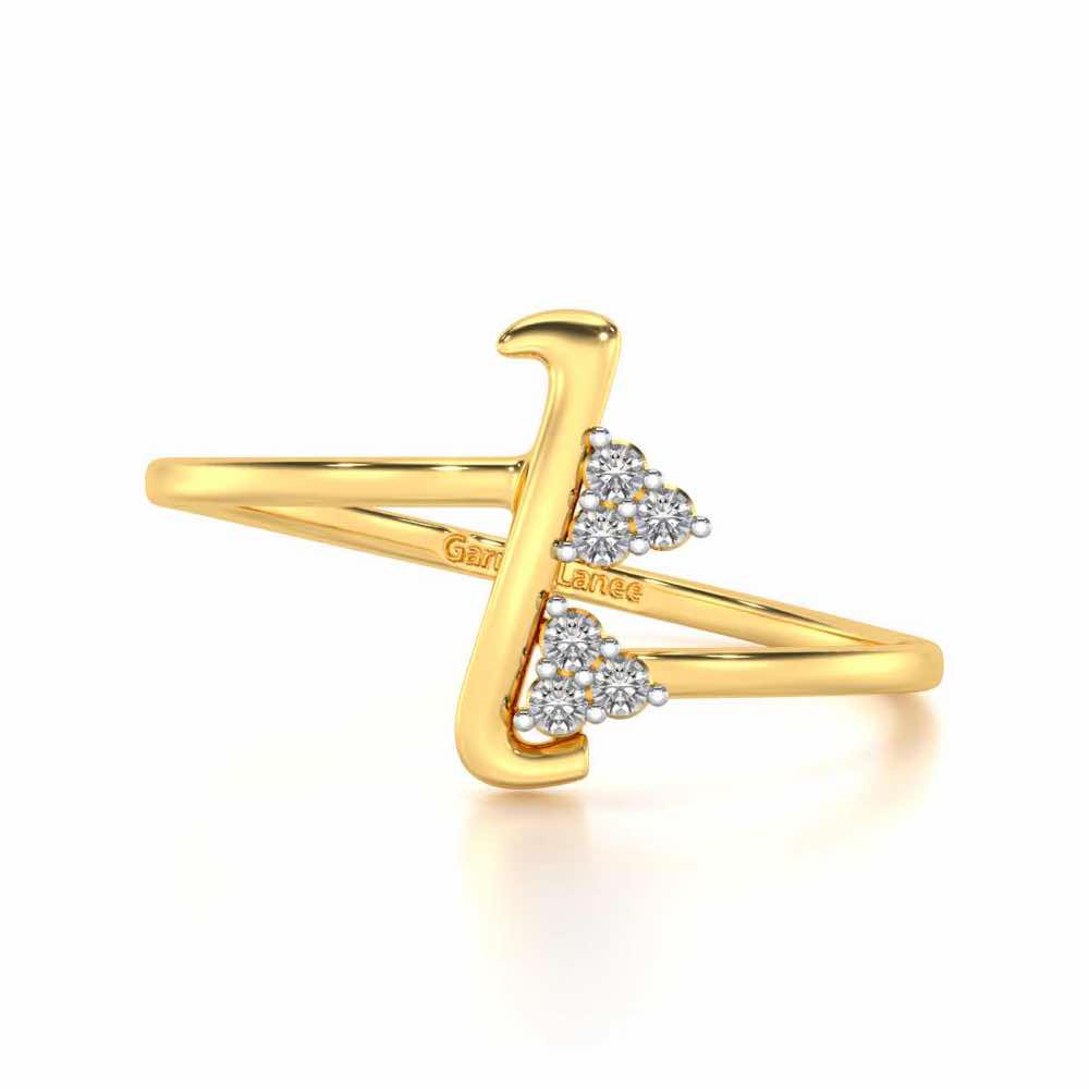 Letter L Silver Ring - Yellow Gold - Image 4