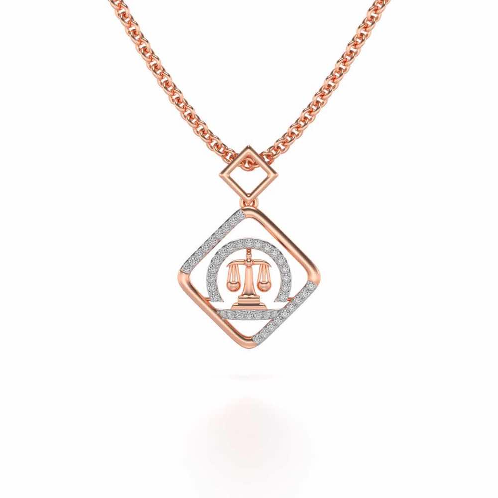 Libra Silver Pendant - Rose Gold - Image 2