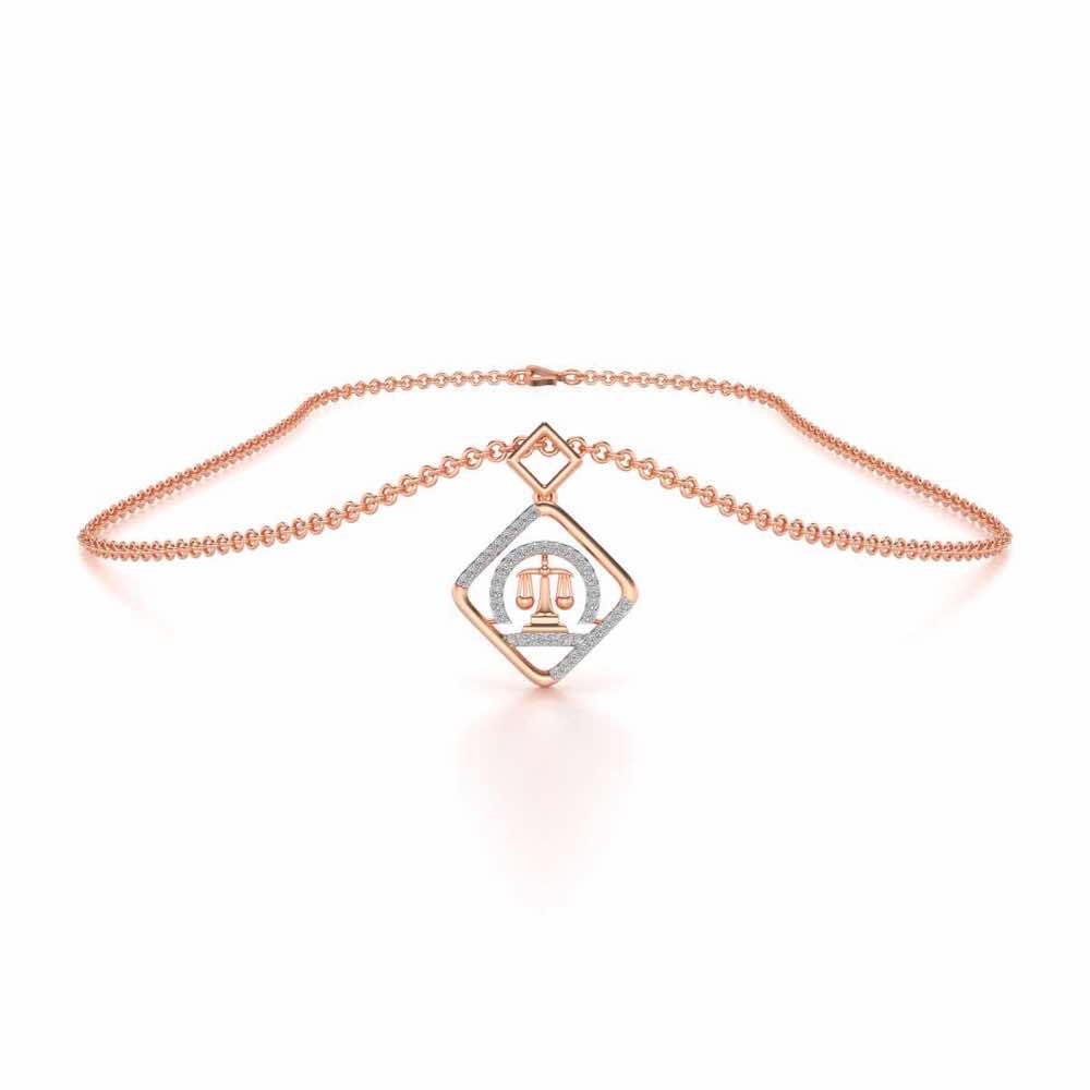 Libra Silver Pendant - Rose Gold - Image 3