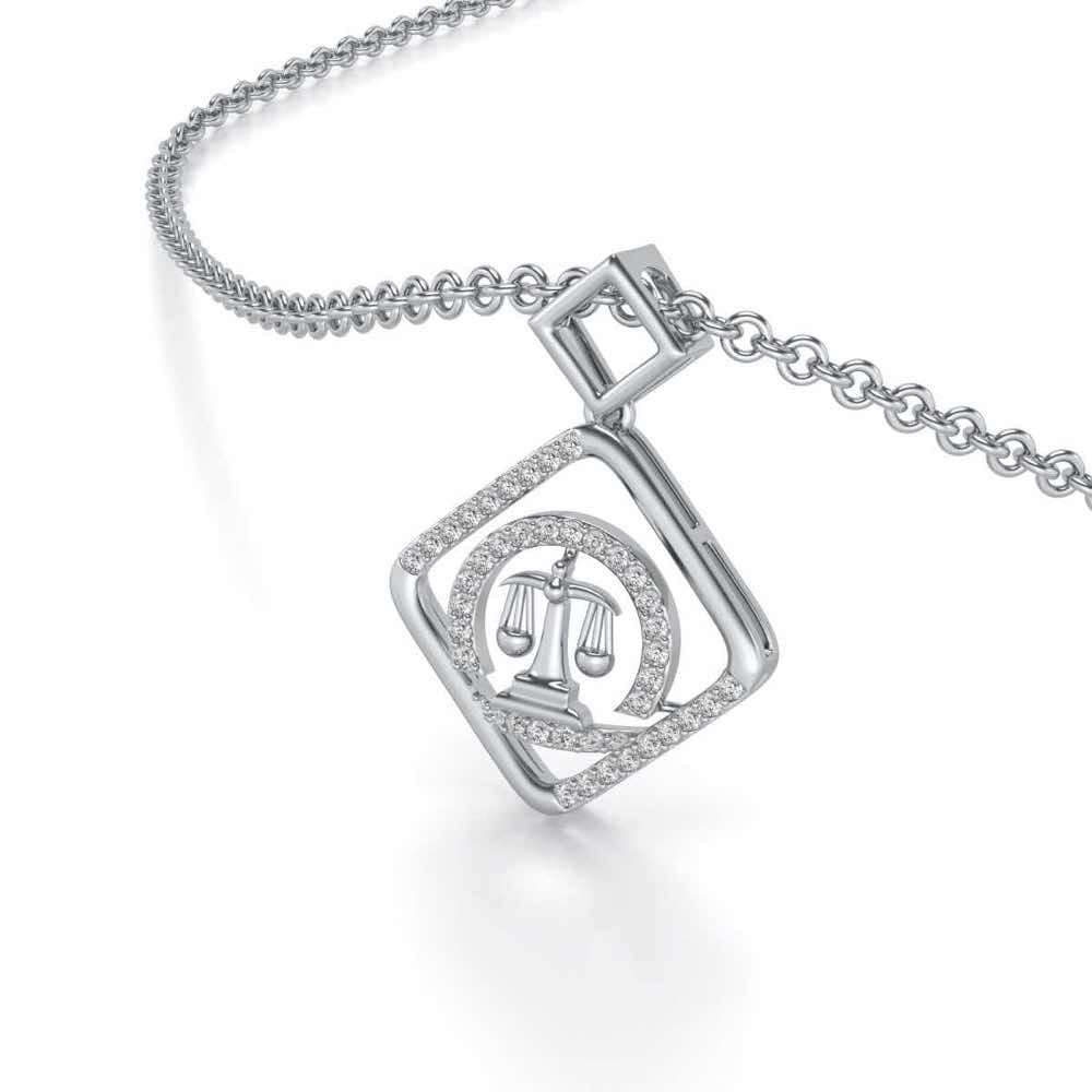 Libra Silver Pendant - White Gold - Image 1