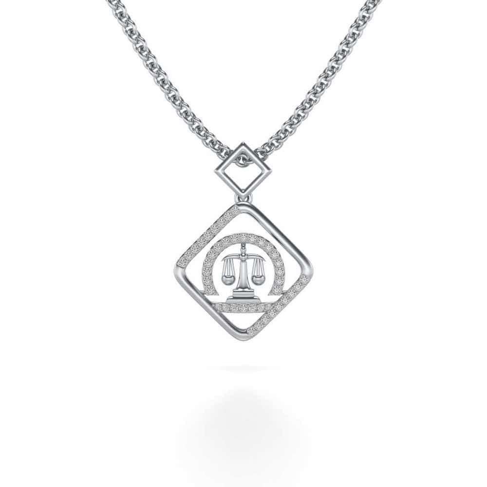 Libra Silver Pendant - White Gold - Image 2