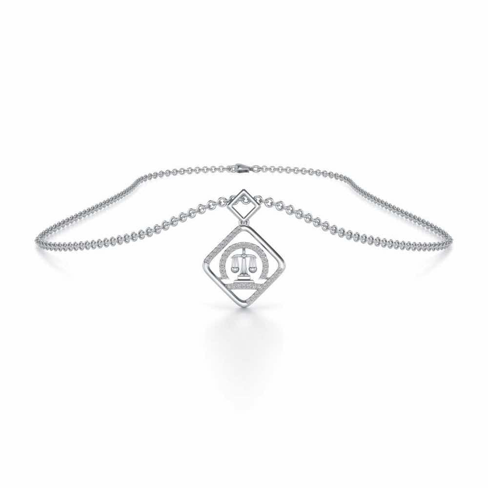 Libra Silver Pendant - White Gold - Image 3