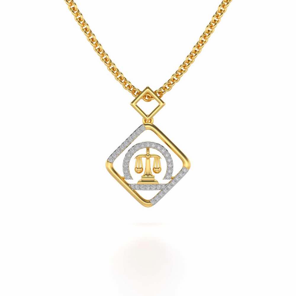 Libra Silver Pendant - Yellow Gold - Image 2