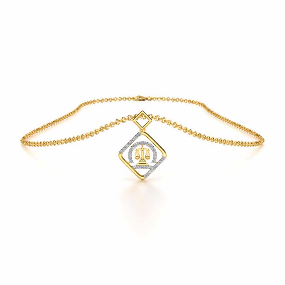 Libra Silver Pendant - Yellow Gold - Image 3