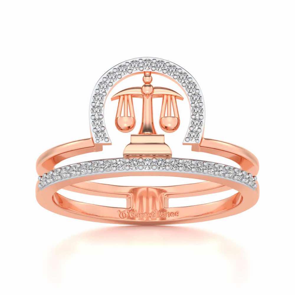Libra Silver Ring - Rose Gold - Image 2