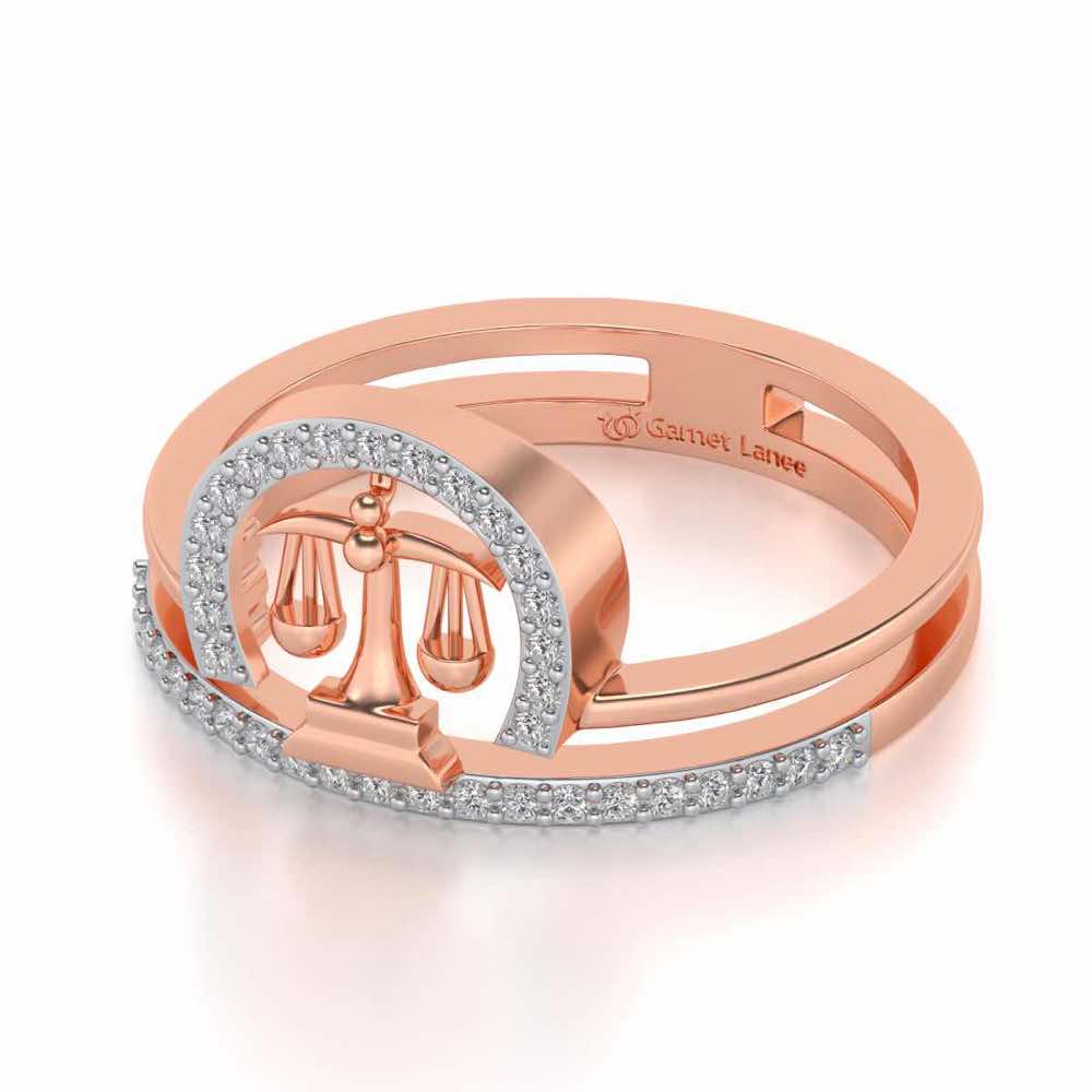 Libra Silver Ring - Rose Gold - Image 3
