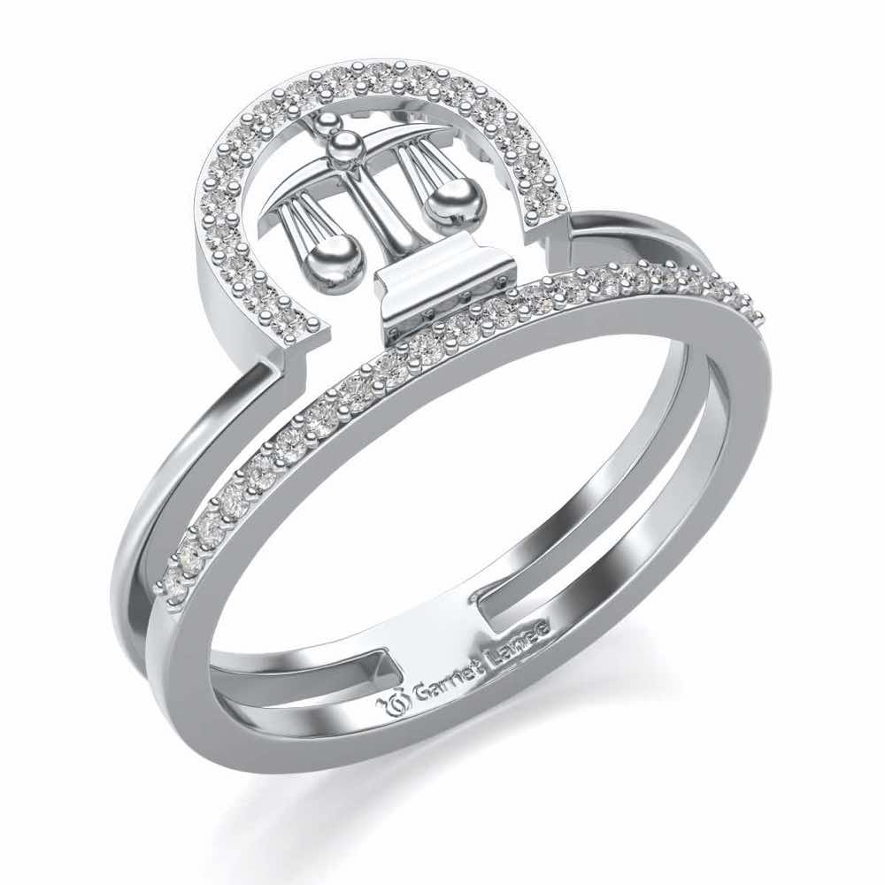 Libra Silver Ring - White Gold - Image 1