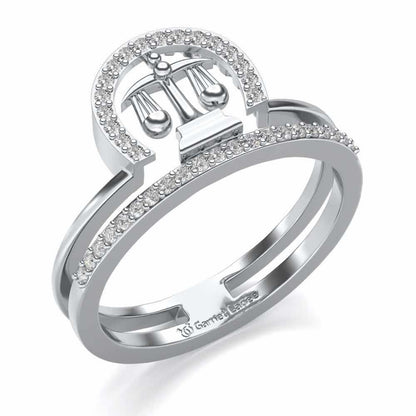 Libra Silver Ring - White Gold - Image 1