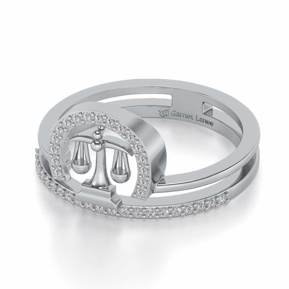 Libra Silver Ring - White Gold - Image 3