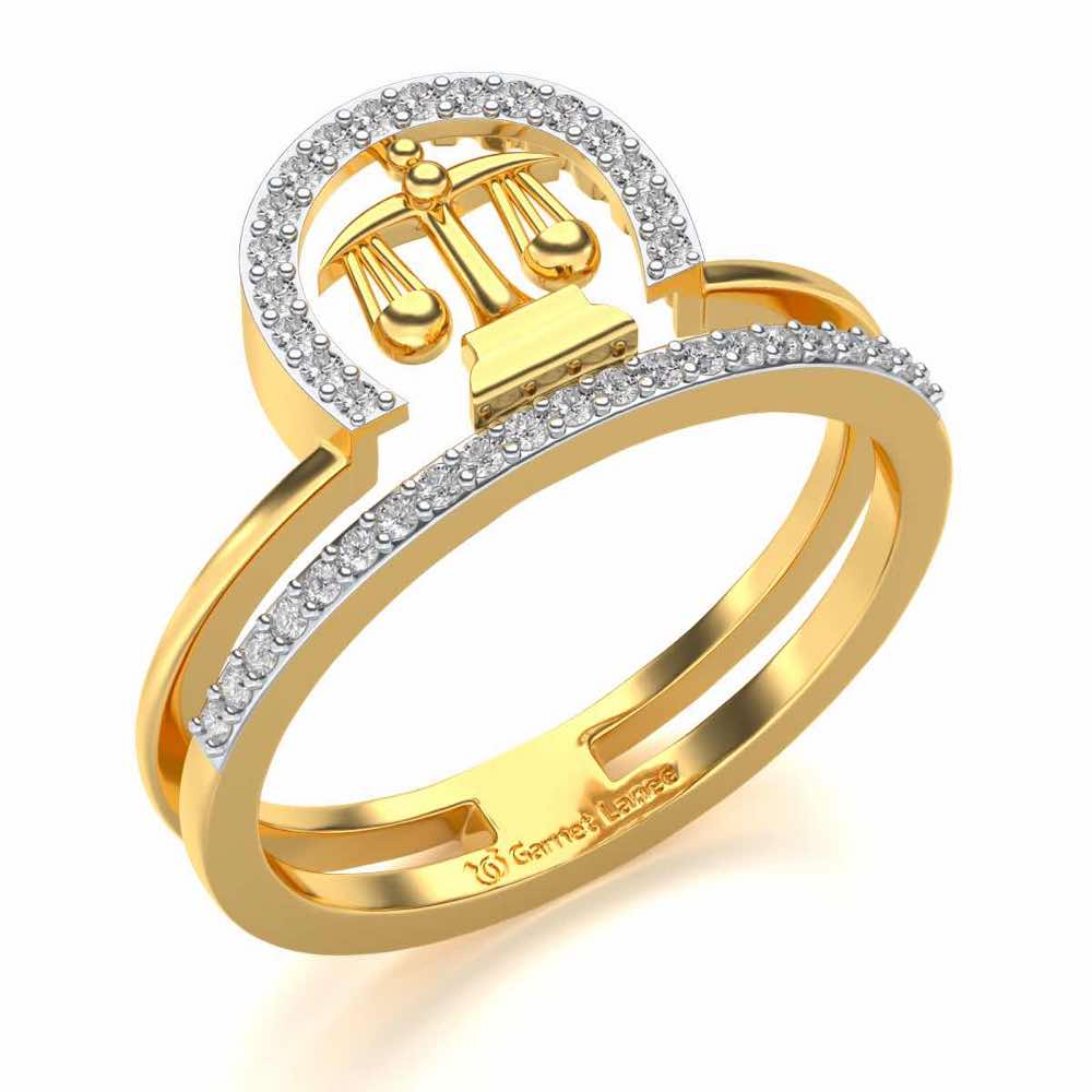 Libra Silver Ring - Yellow Gold - Image 1
