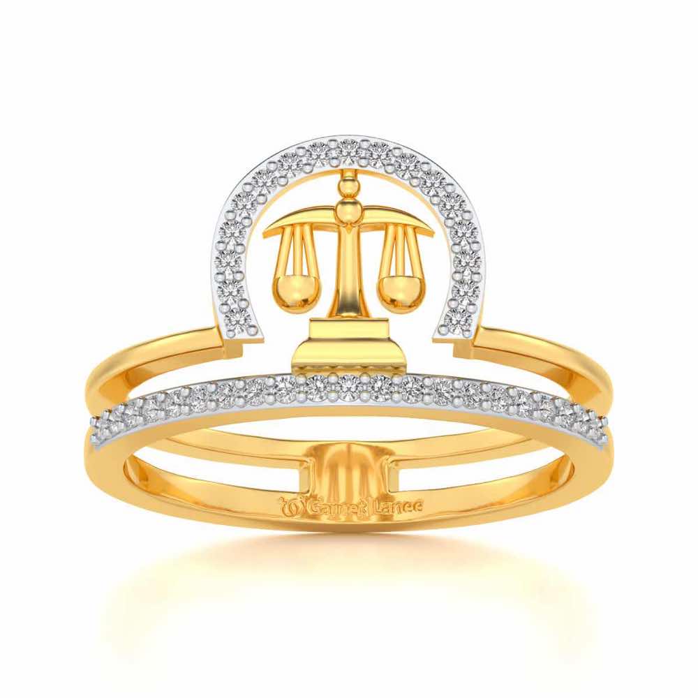 Libra Silver Ring - Yellow Gold - Image 2