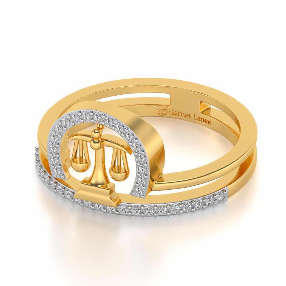 Libra Silver Ring - Yellow Gold - Image 3