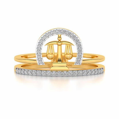 Libra Silver Ring - Yellow Gold - Image 5