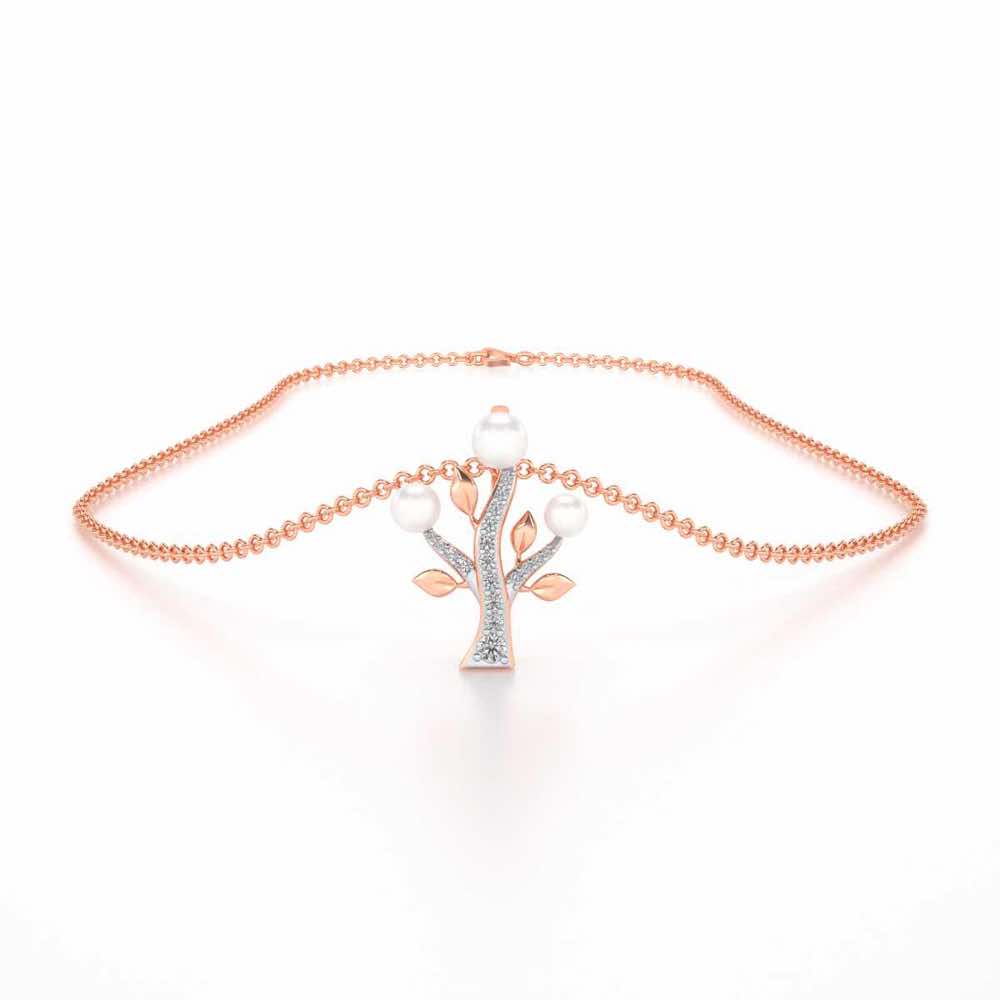 Life Tree Silver Pearl Pendant - Rose Gold - Image 3