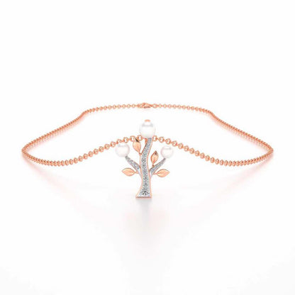 Life Tree Silver Pearl Pendant - Rose Gold - Image 3