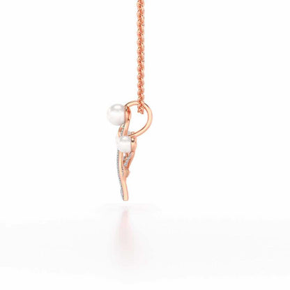 Life Tree Silver Pearl Pendant - Rose Gold - Image 4