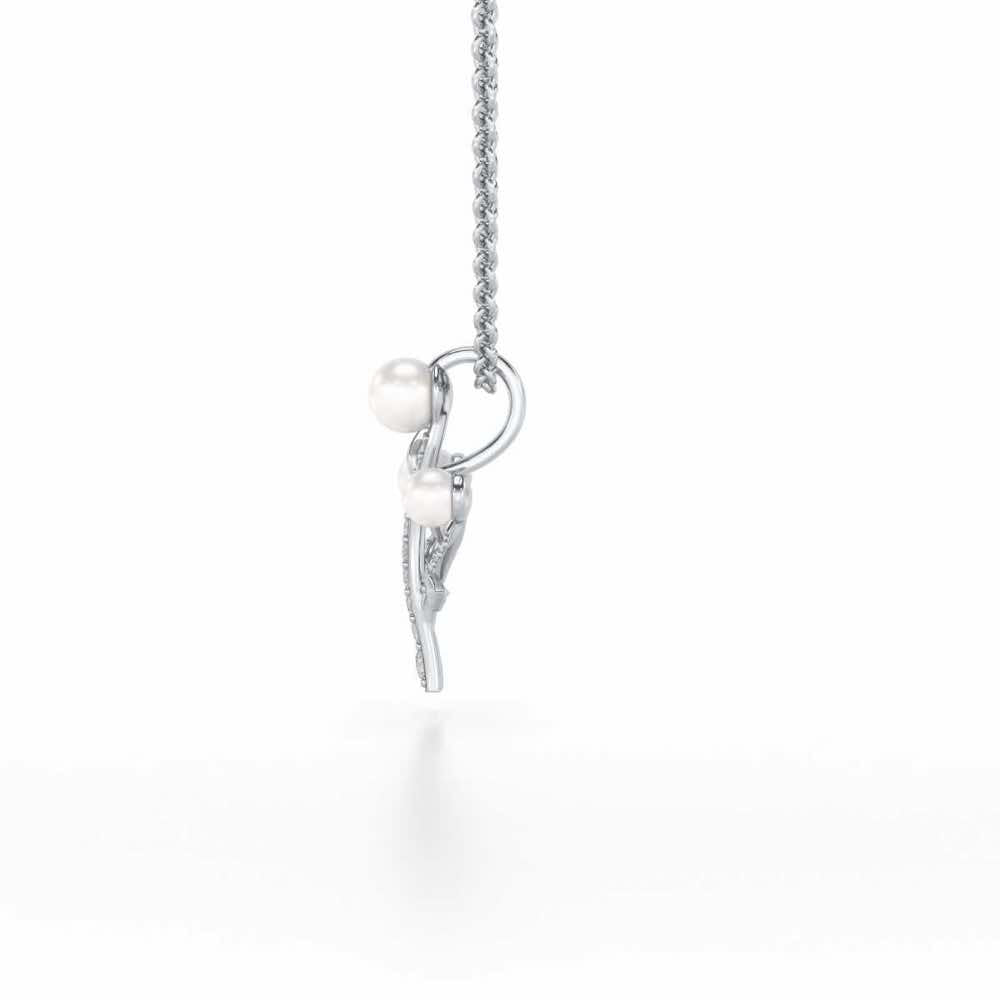 Life Tree Silver Pearl Pendant - White Gold - Image 4