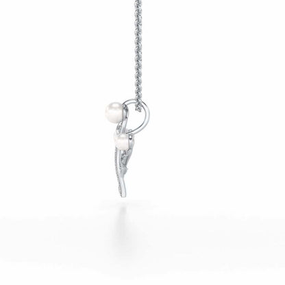 Life Tree Silver Pearl Pendant - White Gold - Image 4