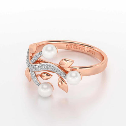 Life Tree Silver Pearl Ring - Rose Gold - Image 2