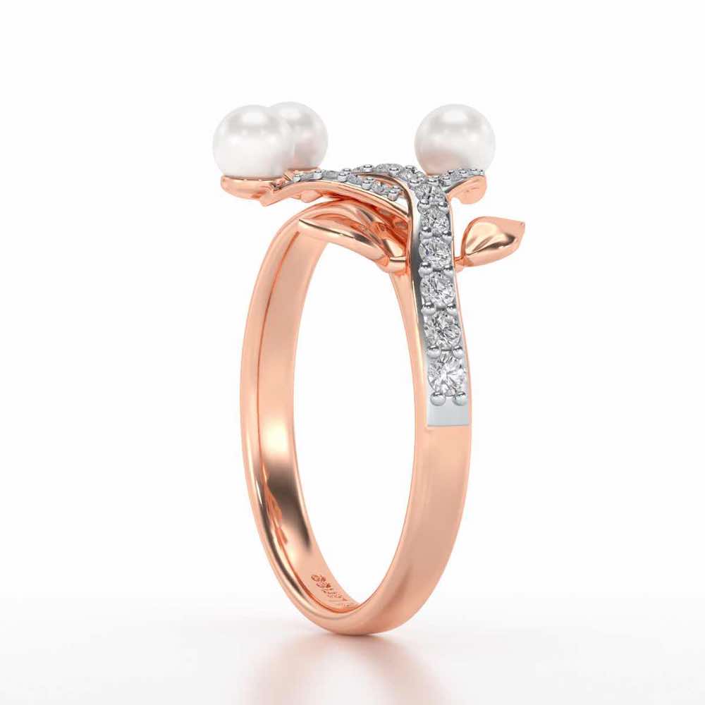 Life Tree Silver Pearl Ring - Rose Gold - Image 3