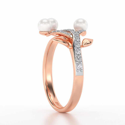 Life Tree Silver Pearl Ring - Rose Gold - Image 3
