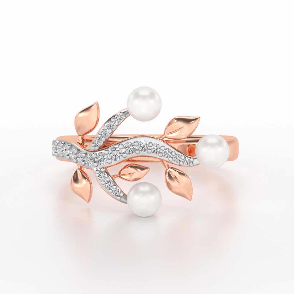 Life Tree Silver Pearl Ring - Rose Gold - Image 4