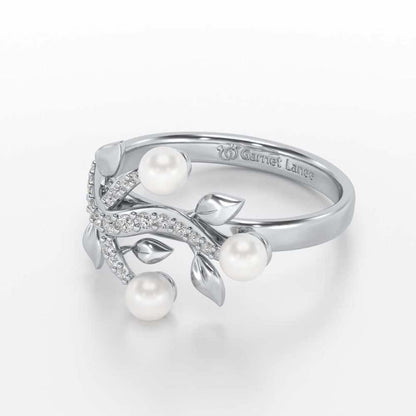 Life Tree Silver Pearl Ring - White Gold - Image 2