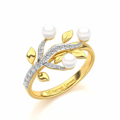 Life Tree Silver Pearl Ring - Yellow Gold - Image 1