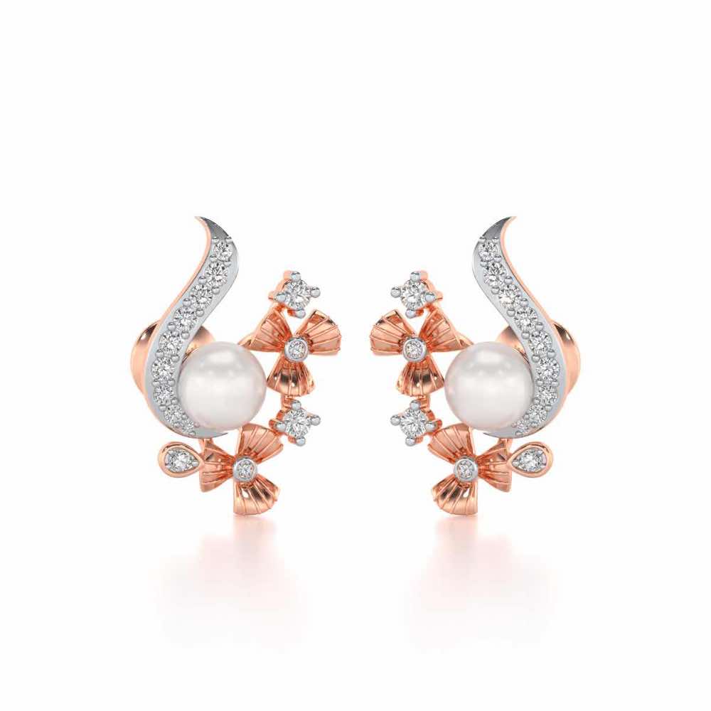 Light Silver Pearl Earrings - Rose Gold - Image 1