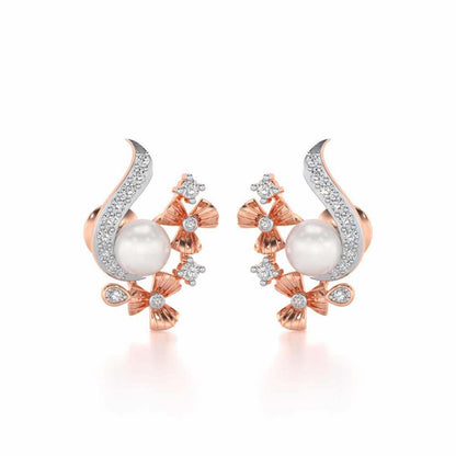 Light Silver Pearl Earrings - Rose Gold - Image 1