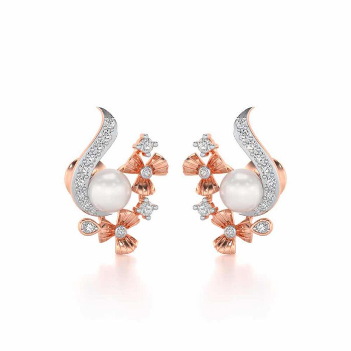 Light Silver Pearl Earrings - Rose Gold - Image 1