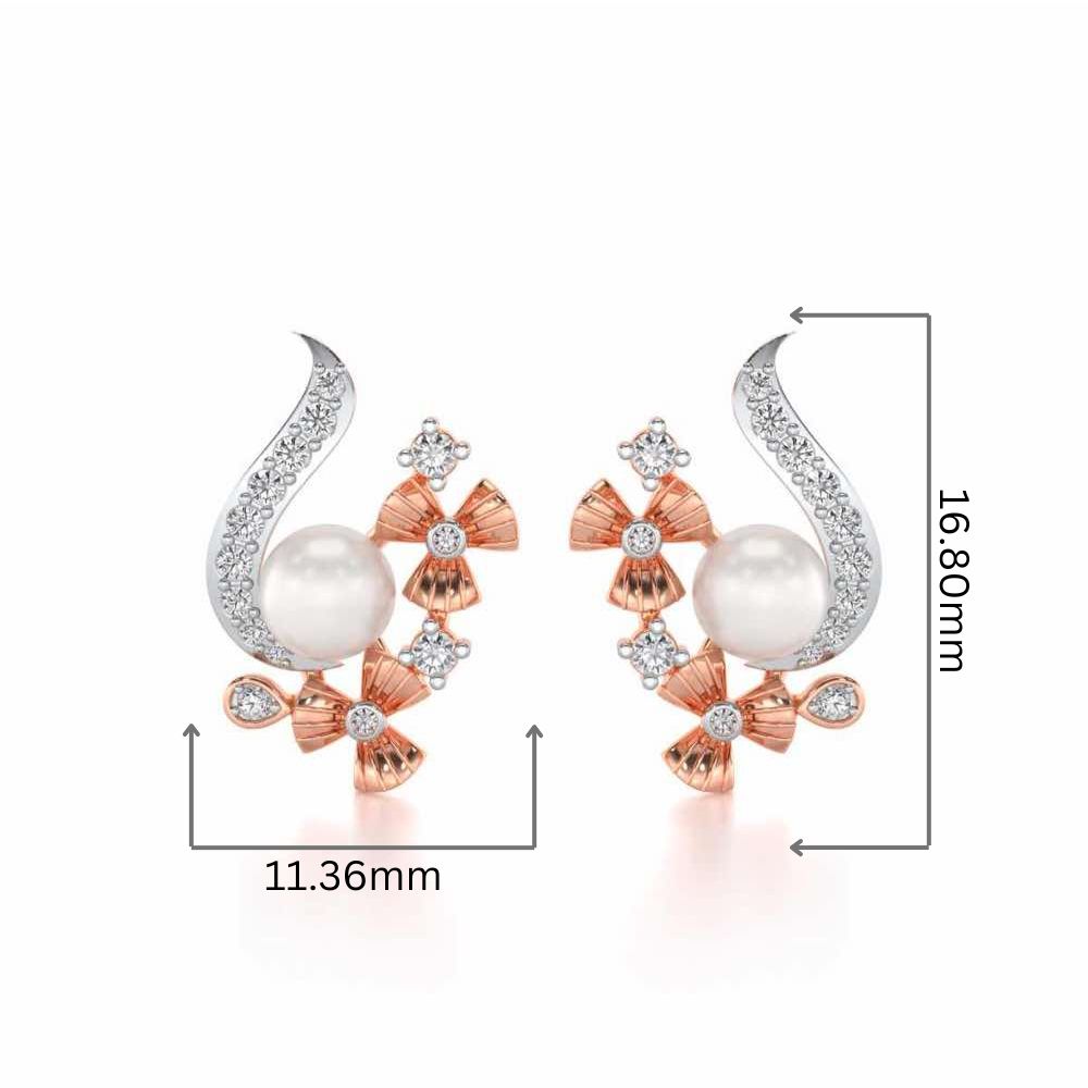 Light Silver Pearl Earrings - Rose Gold - Image 2