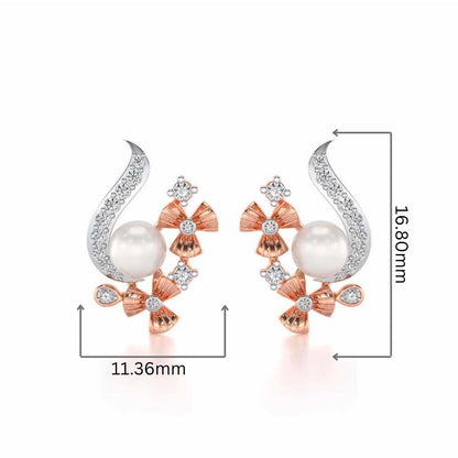 Light Silver Pearl Earrings - Rose Gold - Image 2